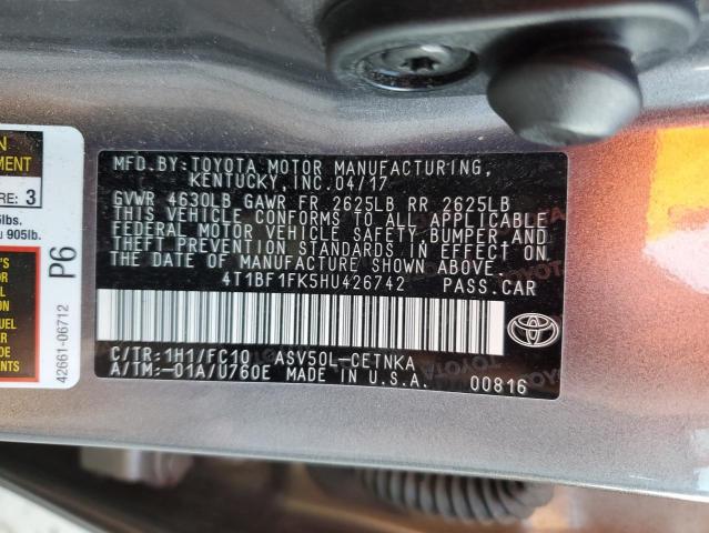 4T1BF1FK5HU426742 - 2017 TOYOTA CAMRY LE GRAY photo 12