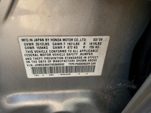 JHMGE88479S068592 - 2009 HONDA FIT SPORT ვერცხლისფერი ფოტო 13