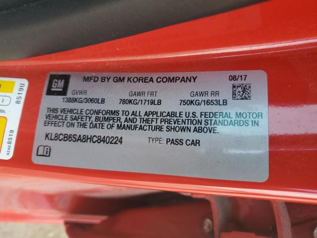 KL8CB6SA8HC840224 - 2017 CHEVROLET SPARK LS 红色 照片 12