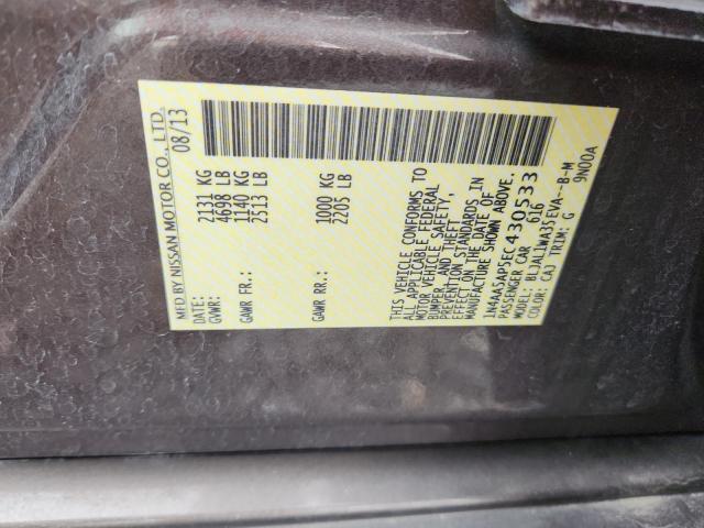 1N4AA5AP5EC430533 - 2014 NISSAN MAXIMA S Marron photo 12