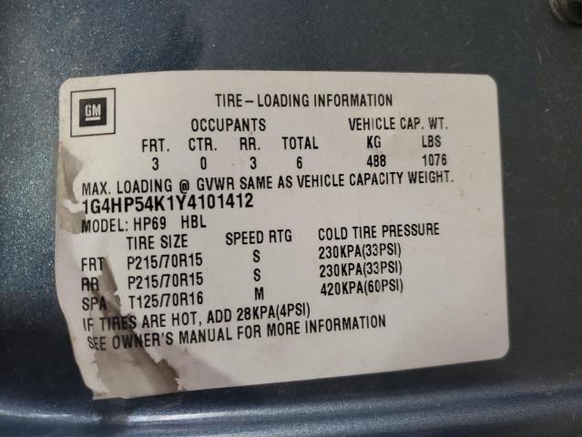 1G4HP54K1Y4101412 - 2000 BUICK LESABRE CUSTOM BLUE photo 12