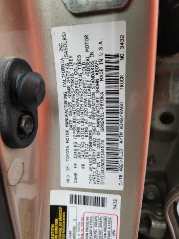 5TELU42N05Z134578 - 2005 TOYOTA TACOMA DOUBLE CAB GOLD photo 12