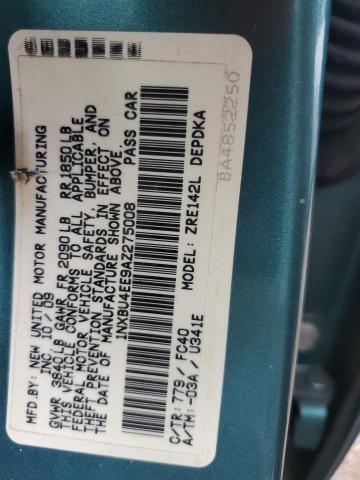 1NXBU4EE9AZ275008 - 2010 TOYOTA COROLLA BASE TURQUOISE photo 12