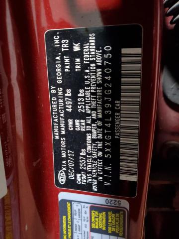 5XXGT4L39JG240750 - 2018 KIA OPTIMA LX წითელი ფოტო 12