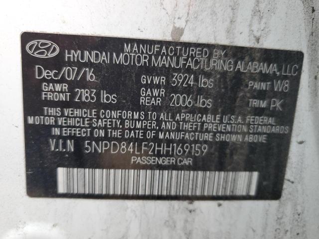 5NPD84LF2HH169159 - 2017 HYUNDAI ELANTRA SE WHITE photo 12