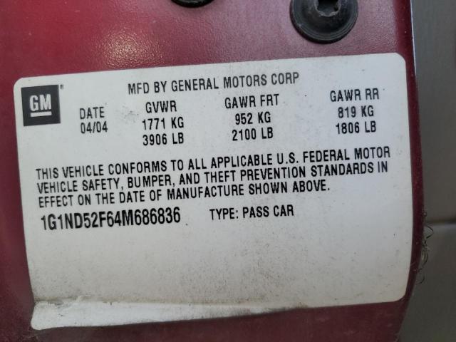 1G1ND52F64M686836 - 2004 CHEVROLET MALIBU BURGUNDY photo 13