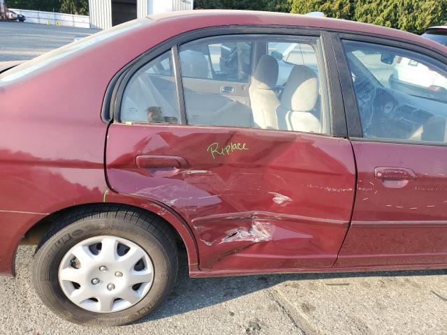 1HGES16602L048909 - 2002 HONDA CIVIC LX MAROON photo 10