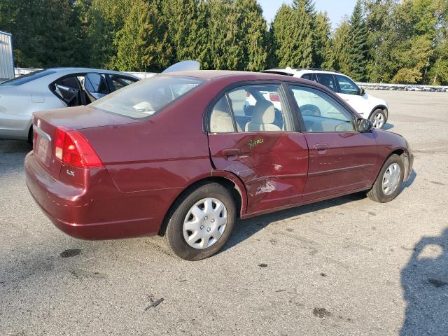 1HGES16602L048909 - 2002 HONDA CIVIC LX MAROON photo 3