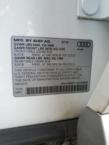 WA1ANAFY1K2140066 - 2019 AUDI Q5 PREMIUM თეთრი ფოტო 12