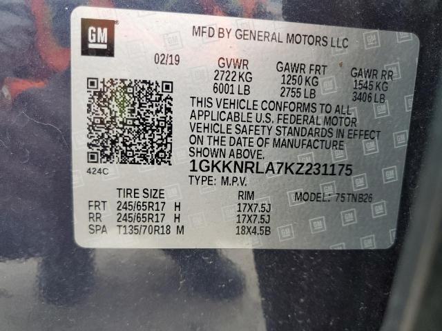 1GKKNRLA7KZ231175 - 2019 GMC ACADIA SLE 蓝色 照片 13