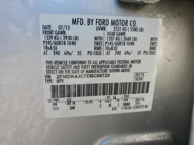 2FMDK4JC7DBC68720 - 2013 FORD EDGE SEL Сріблястий фото 13