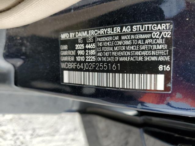 WDBRF64J02F255161 - 2002 MERCEDES-BENZ C 320 BLUE photo 12