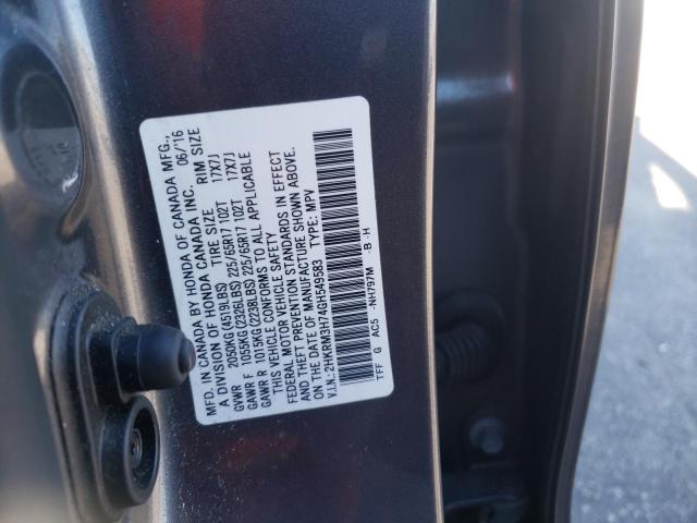 2HKRM3H74GH549583 - 2016 HONDA CR-V EXL GRAY photo 14