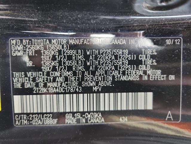 2T2BK1BA4DC178743 - 2013 LEXUS RX 350 BASE BLACK photo 14