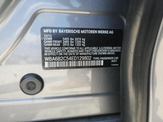 WBA6B2C54ED129802 - 2014 BMW 650 I GRAN COUPE GRAY photo 12