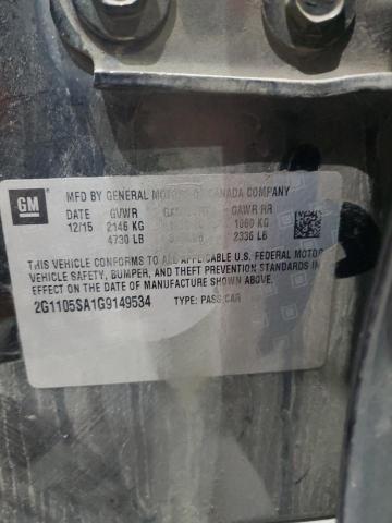 2G1105SA1G9149534 - 2016 CHEVROLET IMPALA LT შავი ფოტო 12