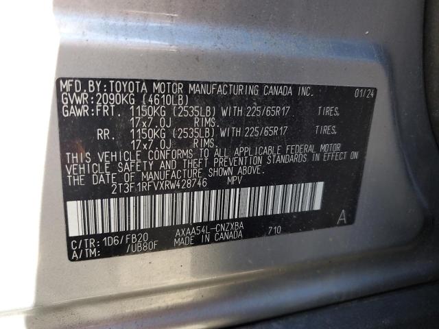 2T3F1RFVXRW428746 - 2024 TOYOTA RAV4 LE 银色 照片 14