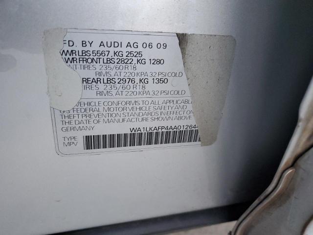 WA1LKAFP4AA012644 - 2010 AUDI Q5 PREMIUM PLUS SILVER photo 14