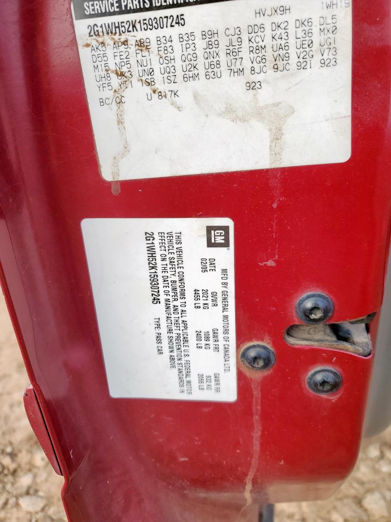 2G1WH52K159307245 - 2005 CHEVROLET IMPALA LS 勃艮第红 照片 12