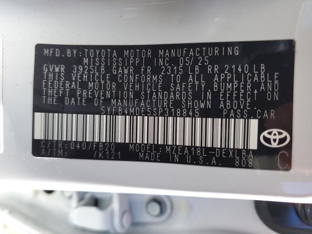 5YFB4MDE5SP318845 - 2025 TOYOTA COROLLA LE Белый фото 12