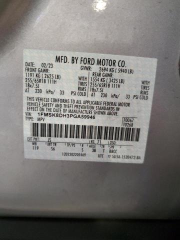 1FMSK8DH3PGA59946 - 2023 FORD EXPLORER XLT SILVER photo 13