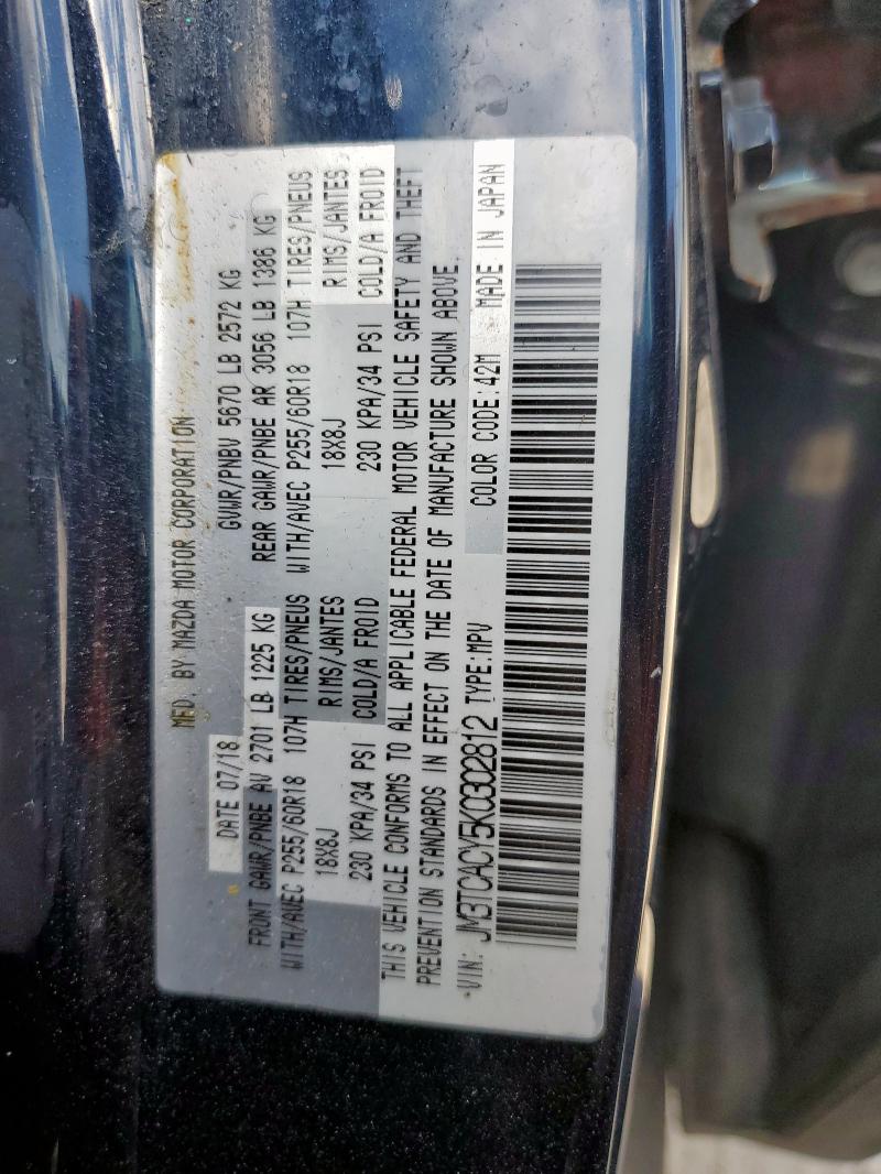 JM3TCACY5K0302812 - 2019 MAZDA CX-9 TOURING BLUE photo 14