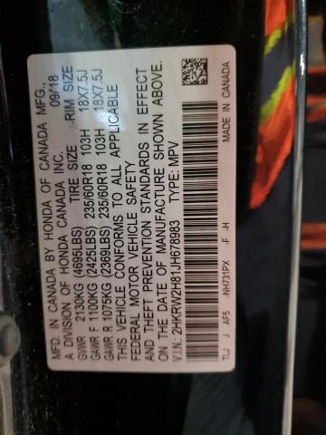 2HKRW2H81JH678983 - 2018 HONDA CR-V EXL أسود صورة 13