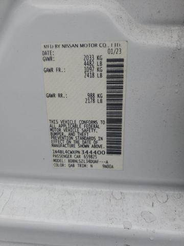 1N4BL4CWXPN344400 - 2023 NISSAN ALTIMA SR WHITE photo 12