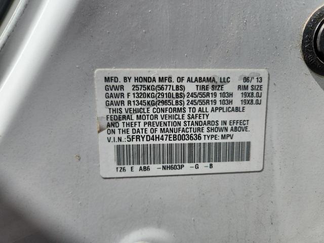 5FRYD4H47EB003636 - 2014 ACURA MDX TECHNOLOGY Սպիտակ լուսանկար 13