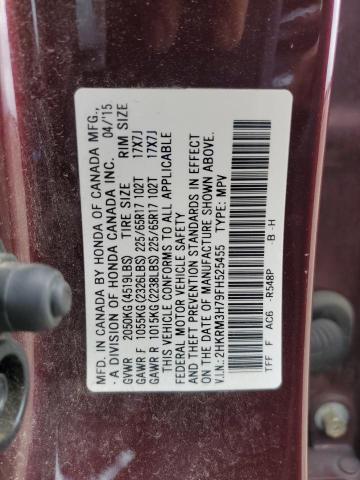 2HKRM3H79FH525455 - 2015 HONDA CR-V EXL BURGUNDY photo 12