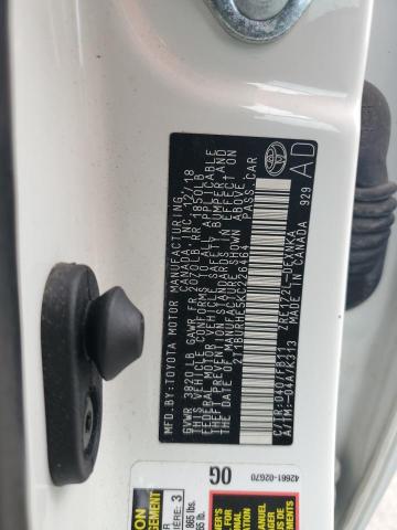 2T1BURHE5KC226464 - 2019 TOYOTA COROLLA L WHITE photo 12