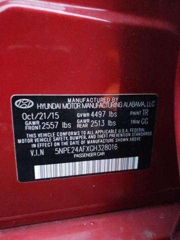 5NPE24AFXGH328016 - 2016 HYUNDAI SONATA SE RED photo 12