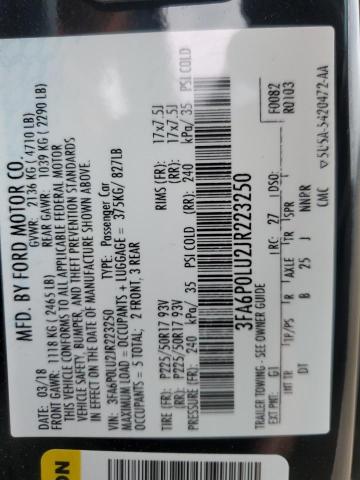 3FA6P0LU2JR223250 - 2018 FORD FUSION SE HYBRID Қара фото 12