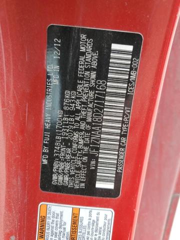 JF1ZNAA18D2717168 - 2013 TOYOTA SCION FR-S RED photo 12