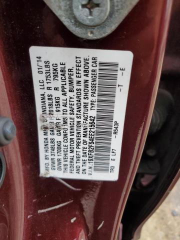 19XFB2F54EE215642 - 2014 HONDA CIVIC LX Bordo foto 13