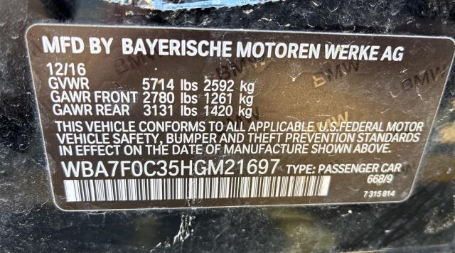 WBA7F0C35HGM21697 - 2017 BMW 750 I BLACK photo 10