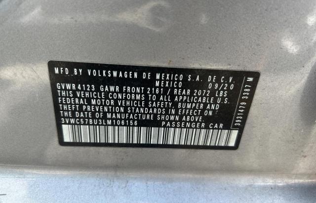 3VWC57BU3LM106156 - 2020 VOLKSWAGEN JETTA S Күміс фото 10