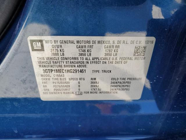 3GTP1MEC1HG291461 - 2017 GMC SIERRA C1500 SLE BLUE photo 12