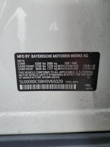 5UXKR0C58H0V65029 - 2017 BMW X5 XDRIVE35I WHITE photo 12