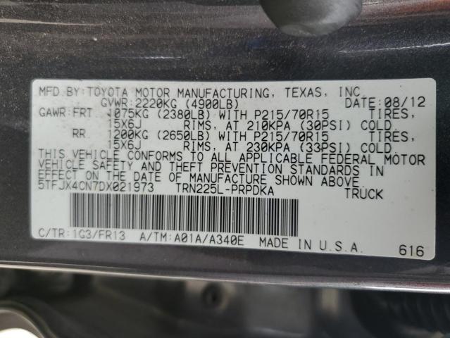 5TFJX4CN7DX021973 - 2013 TOYOTA TACOMA DOUBLE CAB ნაცრისფერი ფოტო 13