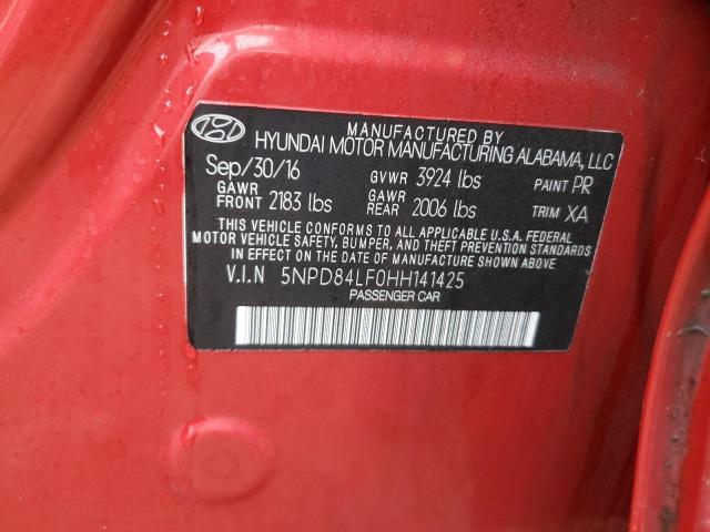 5NPD84LF0HH141425 - 2017 HYUNDAI ELANTRA SE RED photo 12