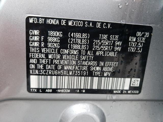 3CZRU6H5XLM735191 - 2020 HONDA HR-V EX SILVER photo 14