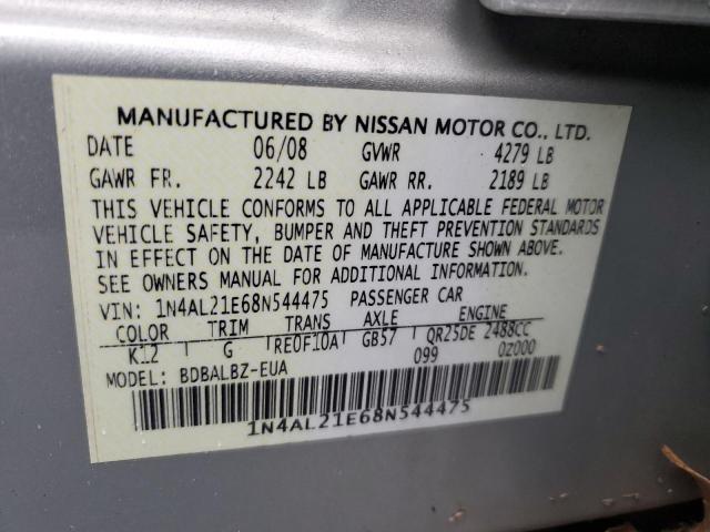 1N4AL21E68N544475 - 2008 NISSAN ALTIMA 2.5 SILVER photo 12