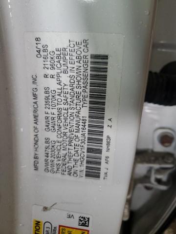 1HGCV1F30JA164481 - 2018 HONDA ACCORD SPORT WHITE photo 12