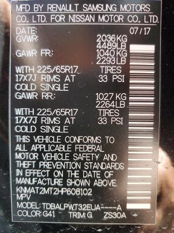 KNMAT2MT2HP608102 - 2017 NISSAN ROGUE S BLACK photo 13