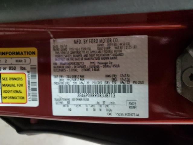 3FA6P0HR9DR338713 - 2013 FORD FUSION SE RED photo 12