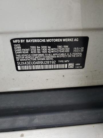 5UX43EU04R9U28192 - 2024 BMW X5 XDRIVE50E WHITE photo 13