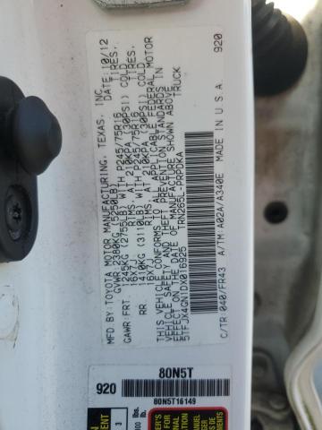 5TFJX4GN1DX016925 - 2013 TOYOTA TACOMA DOUBLE CAB 白色 照片 12