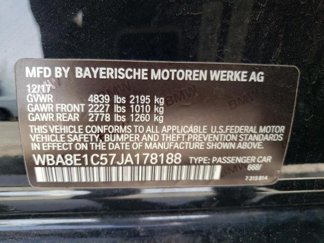 WBA8E1C57JA178188 - 2018 BMW 330E BLACK photo 12