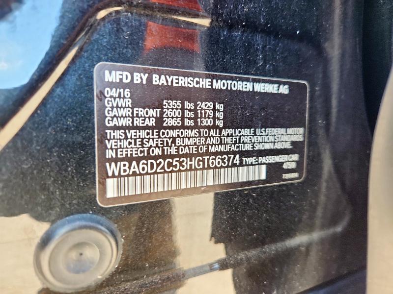 WBA6D2C53HGT66374 - 2017 BMW 640 XI GRAN COUPE BLACK photo 12